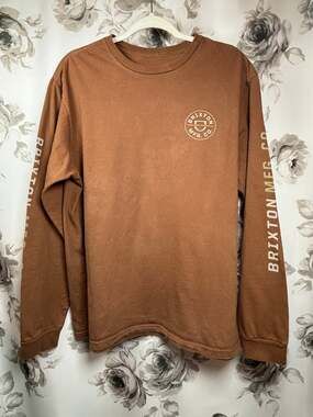 Brixton Long Sleeve Chocolate 100% cotton T-shirt size L
